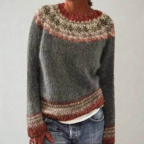 Mysa Women’s Jumper featuring vintage-inspired retro style in a soft fabric, perfect for cozy layering and stylish outfits. 4
