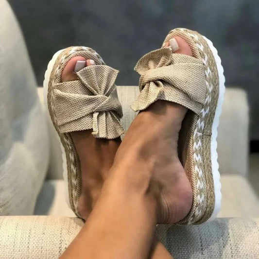Nadia Women’s Sandals with Platform Sole and Bow Detail 0