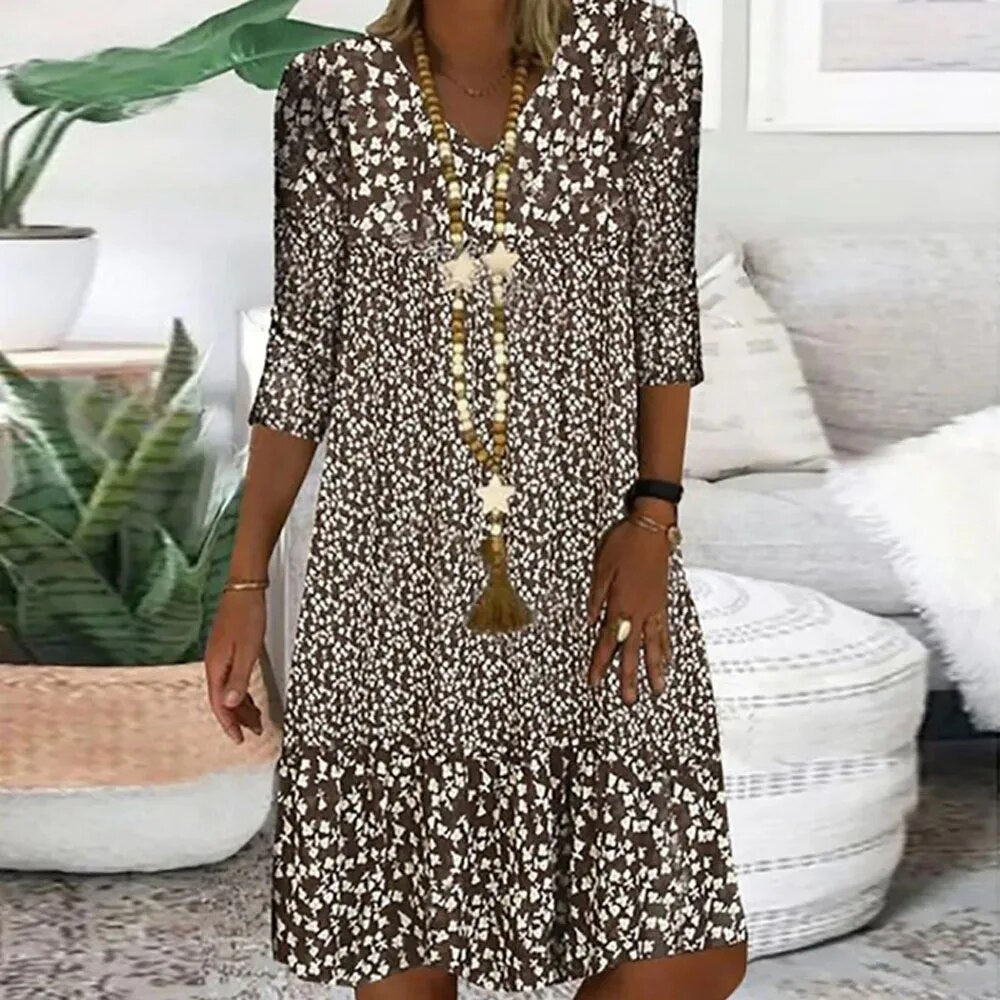 Nara Women’s Dress with Floral Pattern and Ruffle Details for Summer Outings 0
