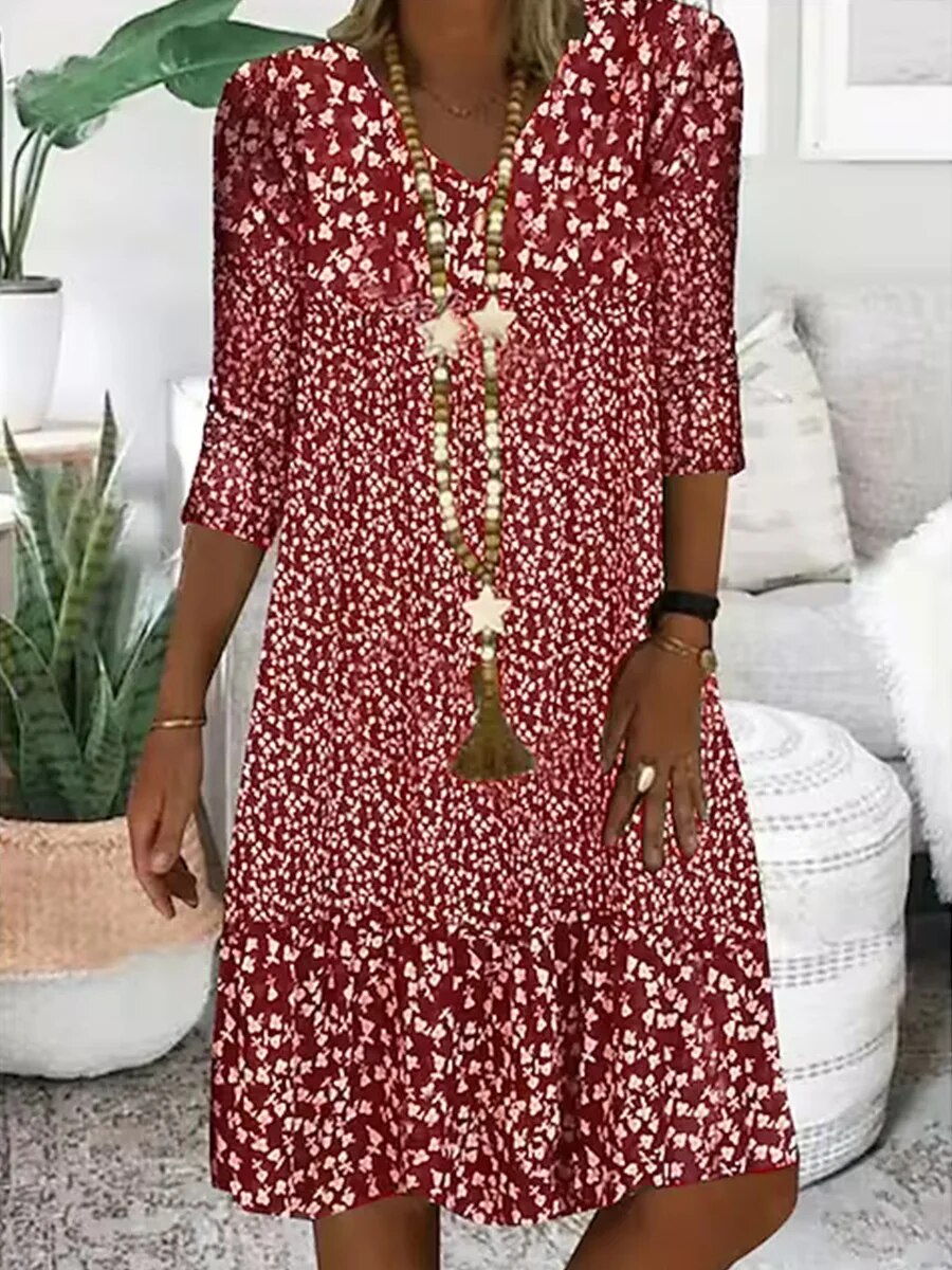 Nara Women’s Dress with Floral Pattern and Ruffle Details for Summer Outings 1