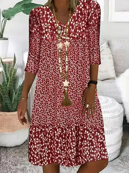 Nara Women’s Dress with Floral Pattern and Ruffle Details for Summer Outings 1