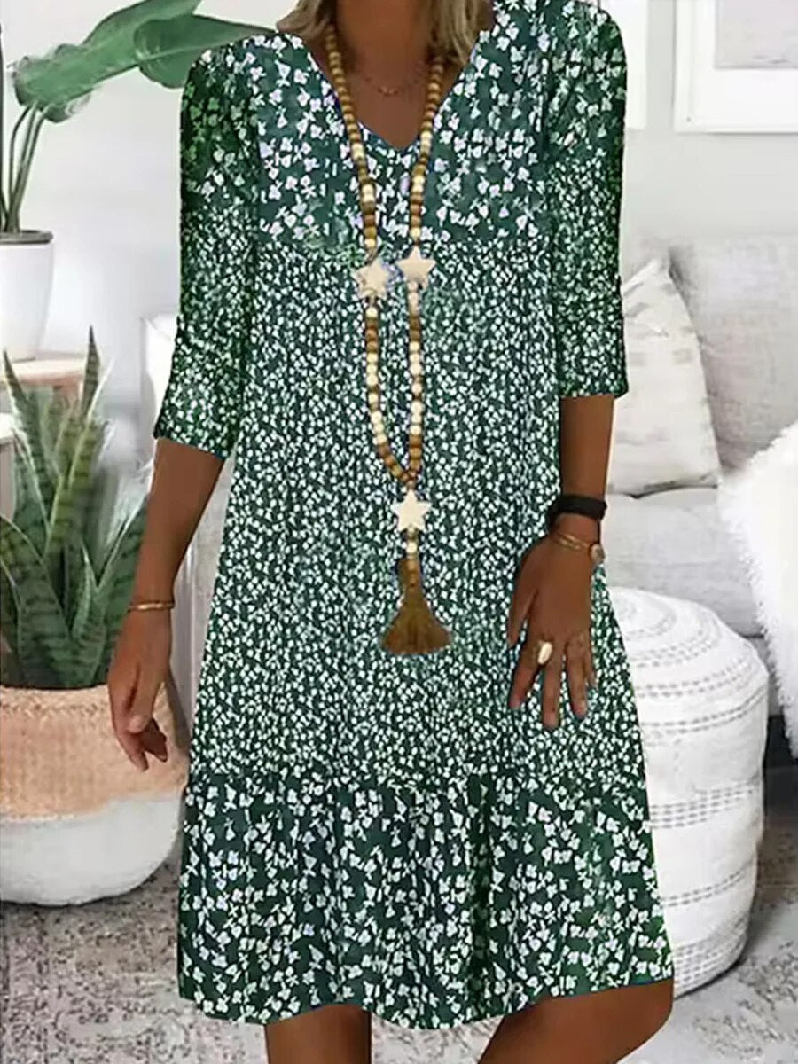 Nara Women’s Dress with Floral Pattern and Ruffle Details for Summer Outings 2