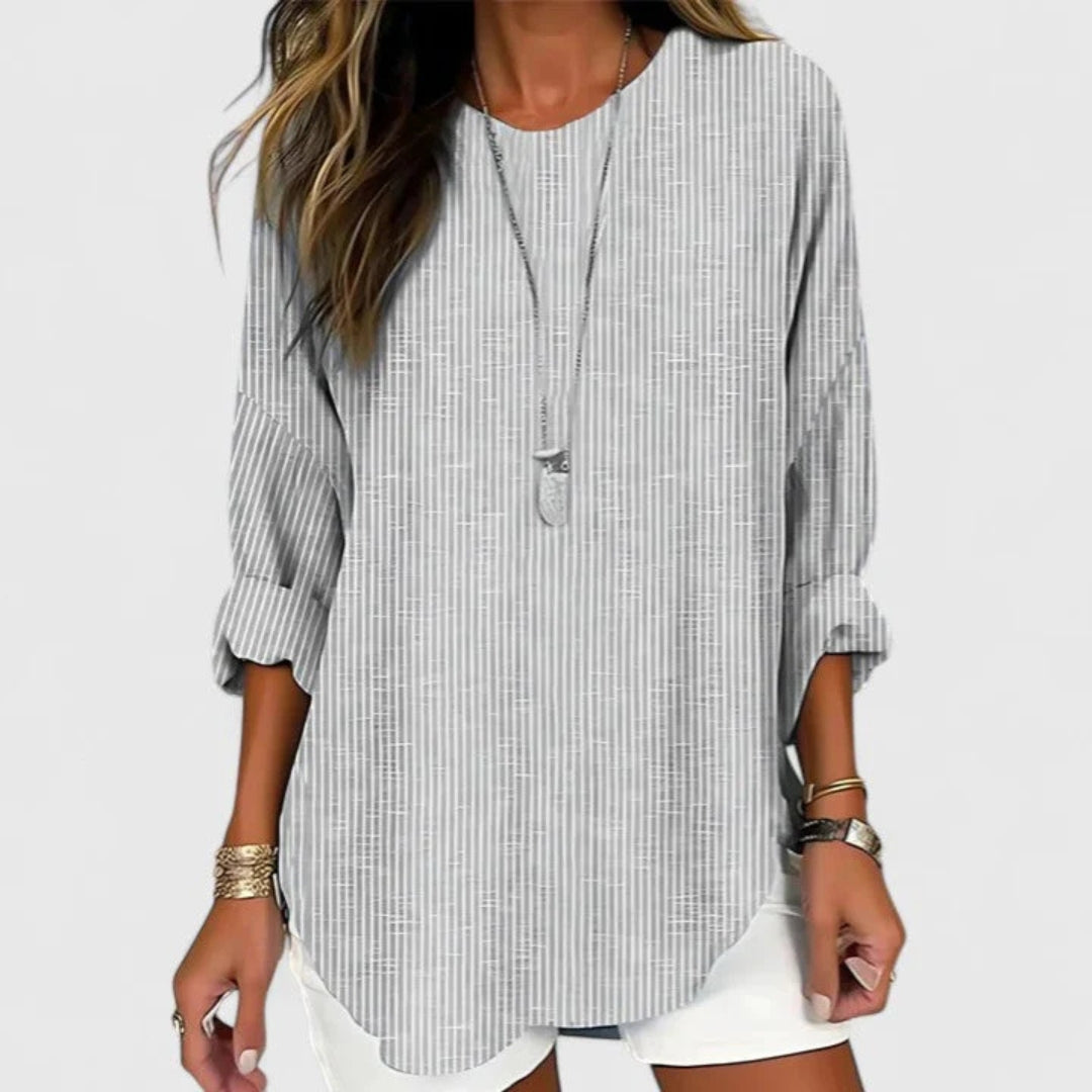 Natasha Women’s Blouse with Striped Pattern and Loose Fit 2