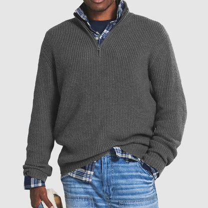 Nate Men's Quarter-Zip Sweater | Ribbed Knit, Business Casual Pullover 0