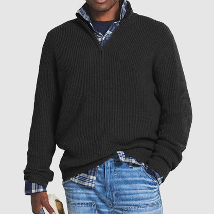 Nate Men's Quarter-Zip Sweater | Ribbed Knit, Business Casual Pullover 1