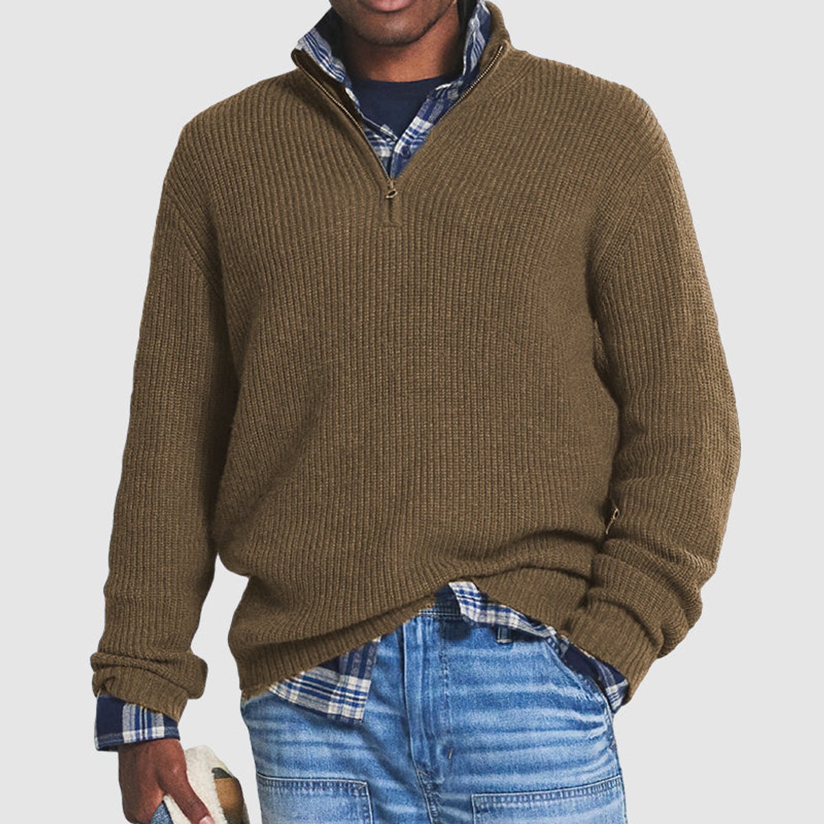 Nate Men's Quarter-Zip Sweater | Ribbed Knit, Business Casual Pullover 3