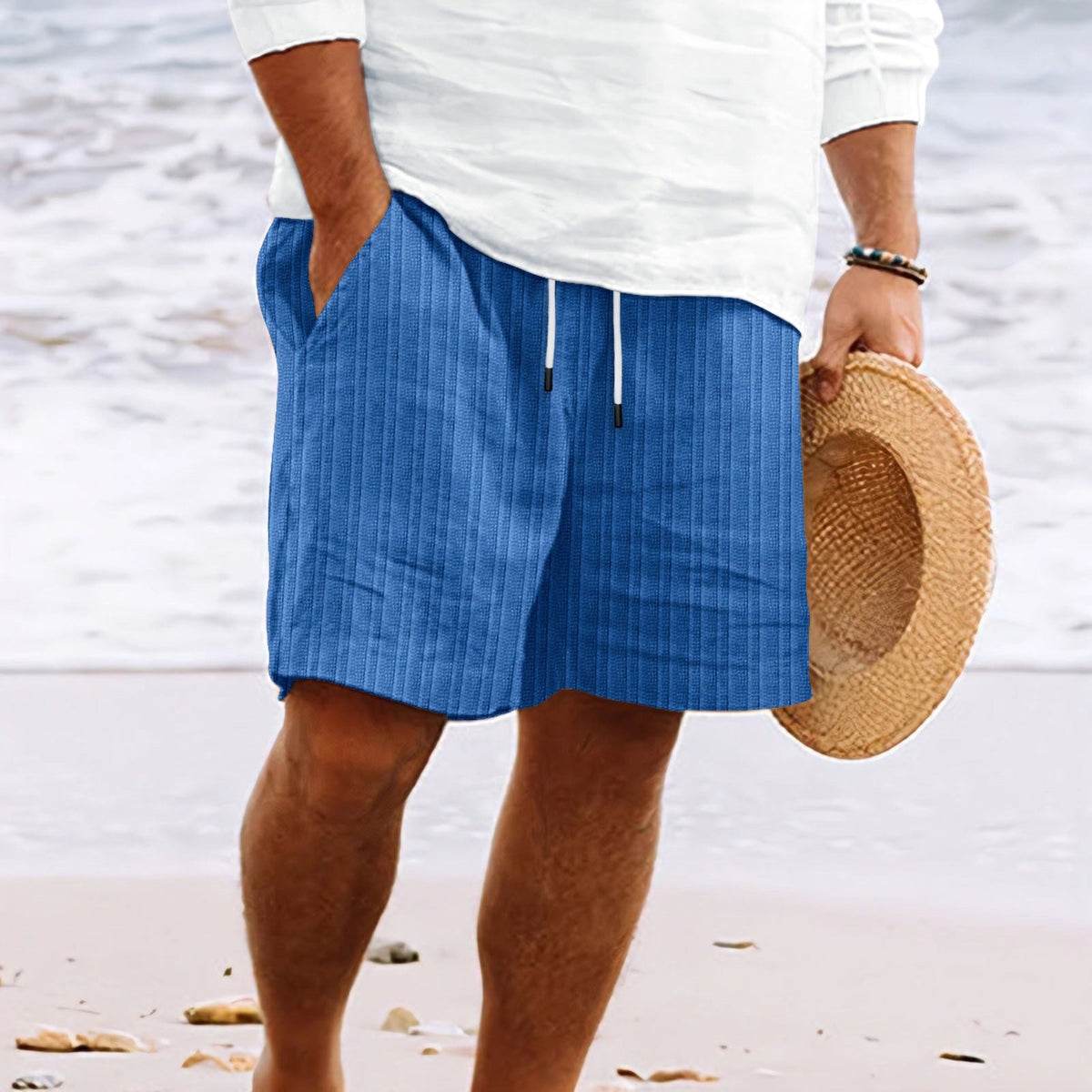 Niko Men’s Beach Shorts with Striped Pattern and Adjustable Drawstring Waist 3