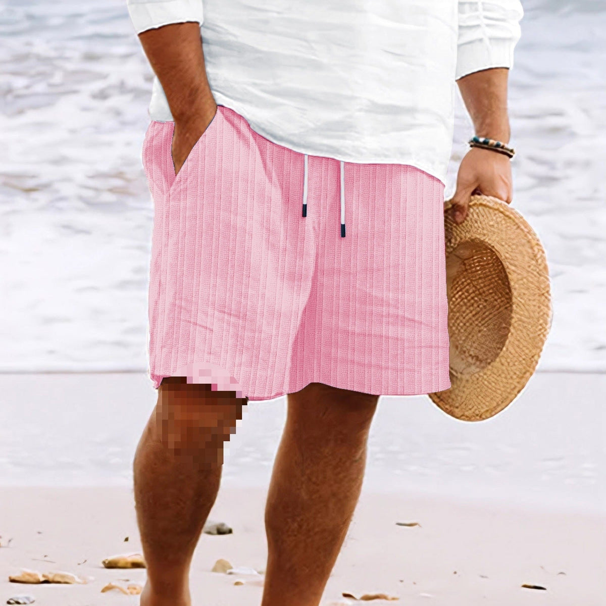 Niko Men’s Beach Shorts with Striped Pattern and Adjustable Drawstring Waist 4