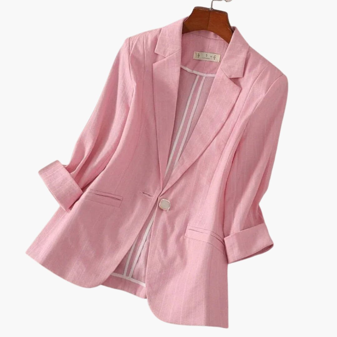 Nora Women’s Blazer with Three-Quarter Sleeves and Single Button Closure 0