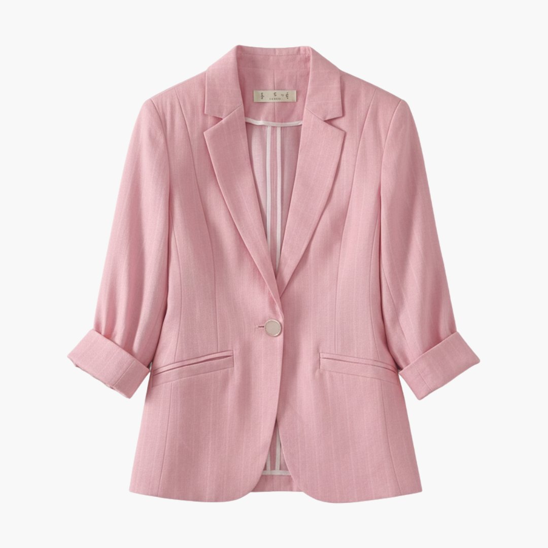 Nora Women’s Blazer with Three-Quarter Sleeves and Single Button Closure 1