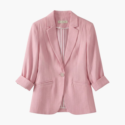 Nora Women’s Blazer with Three-Quarter Sleeves and Single Button Closure 1