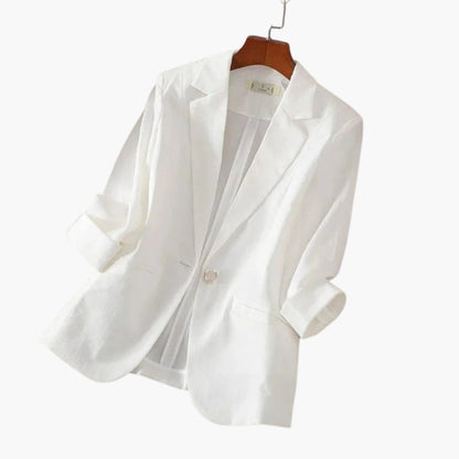 Nora Women’s Blazer with Three-Quarter Sleeves and Single Button Closure 2
