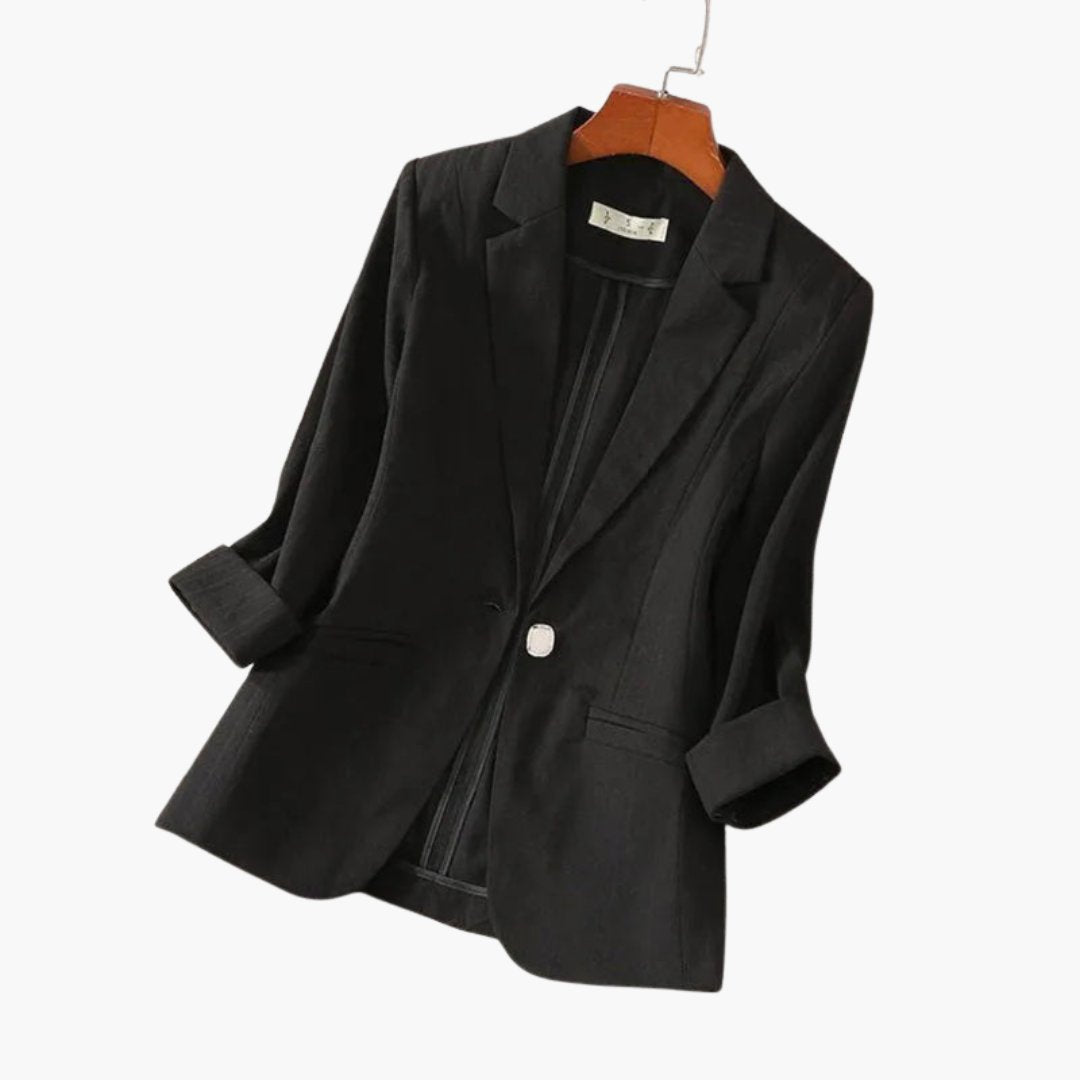 Nora Women’s Blazer with Three-Quarter Sleeves and Single Button Closure 4