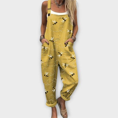 Nora Women's Jumpsuit with Retro Floral Print and Adjustable Straps 2