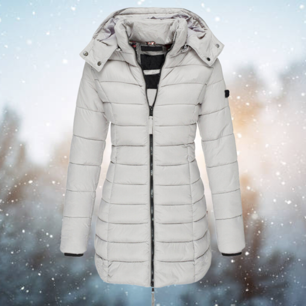 Nora Women’s Long Quilted Jacket with Hood and Insulated Design 6