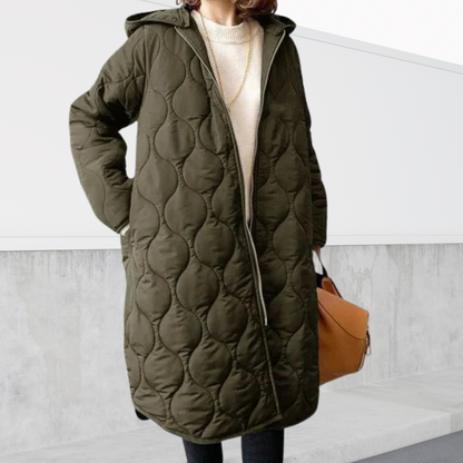 Nora Women's Parka Jacket | Weather-Resistant, Oversized Argyle Pattern 2