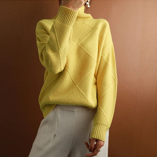 Nora Women's Sweater with Cable Knit Design and Cozy Turtleneck 0
