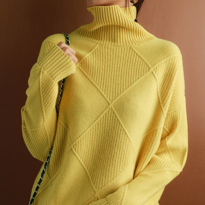 Nora Women's Sweater with Cable Knit Design and Cozy Turtleneck 1