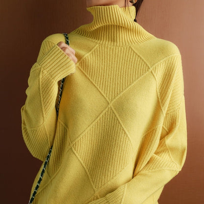 Nora Women's Sweater with Cable Knit Design and Cozy Turtleneck 1
