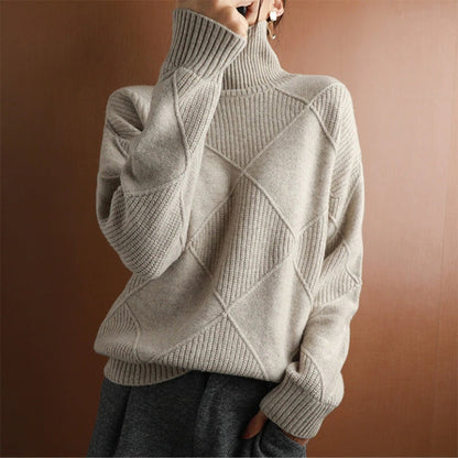 Nora Women's Sweater with Cable Knit Design and Cozy Turtleneck 10