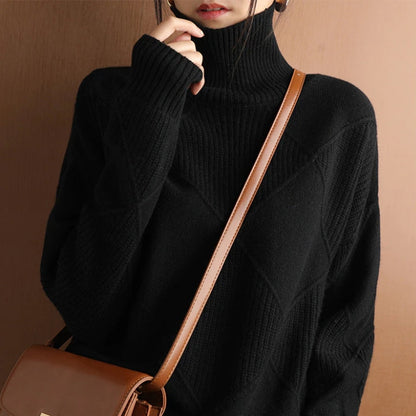 Nora Women's Sweater with Cable Knit Design and Cozy Turtleneck 3