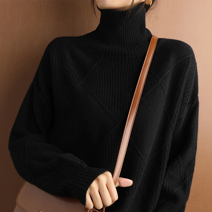 Nora Women's Sweater with Cable Knit Design and Cozy Turtleneck 5