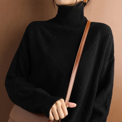 Nora Women's Sweater with Cable Knit Design and Cozy Turtleneck 5