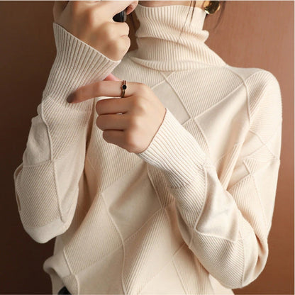Nora Women's Sweater with Cable Knit Design and Cozy Turtleneck 6
