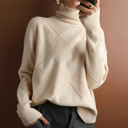 Nora Women's Sweater with Cable Knit Design and Cozy Turtleneck 7