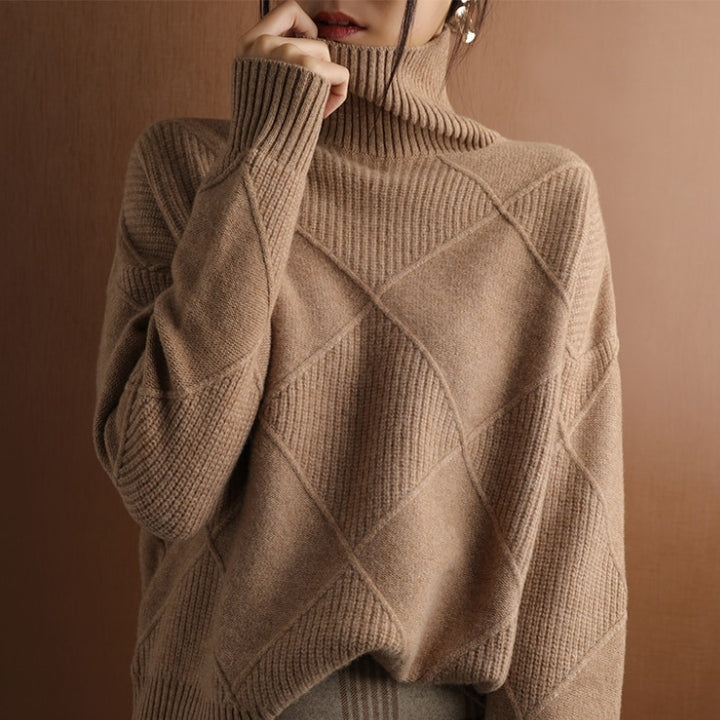 Nora Women's Sweater with Cable Knit Design and Cozy Turtleneck 9