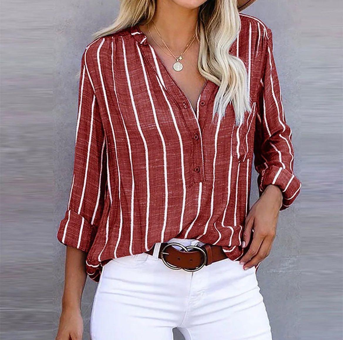 Nova Women’s Blouse with Striped Pattern and Loose Fit for Summer Days 0