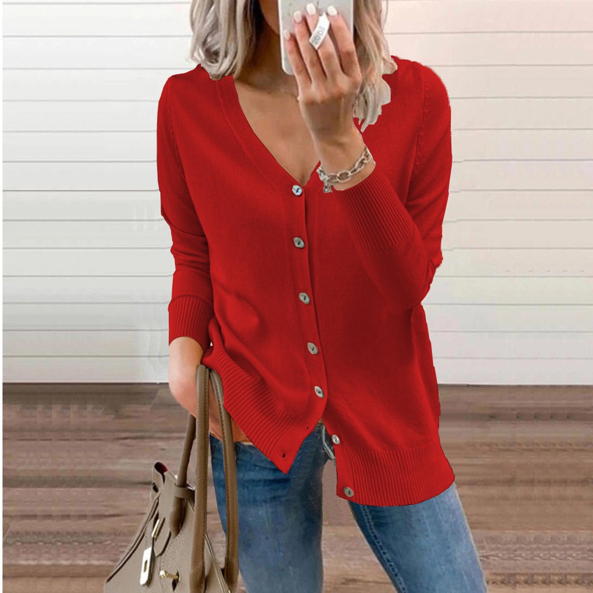 Olivia Women's Cardigan Sweater | V-Neck, Button-Front, Long Sleeve 5