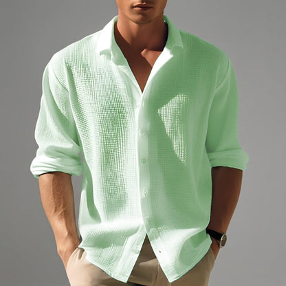 Ostuni Men’s Shirt with Lightweight Cotton-Linen Blend and Button-Down Front 2