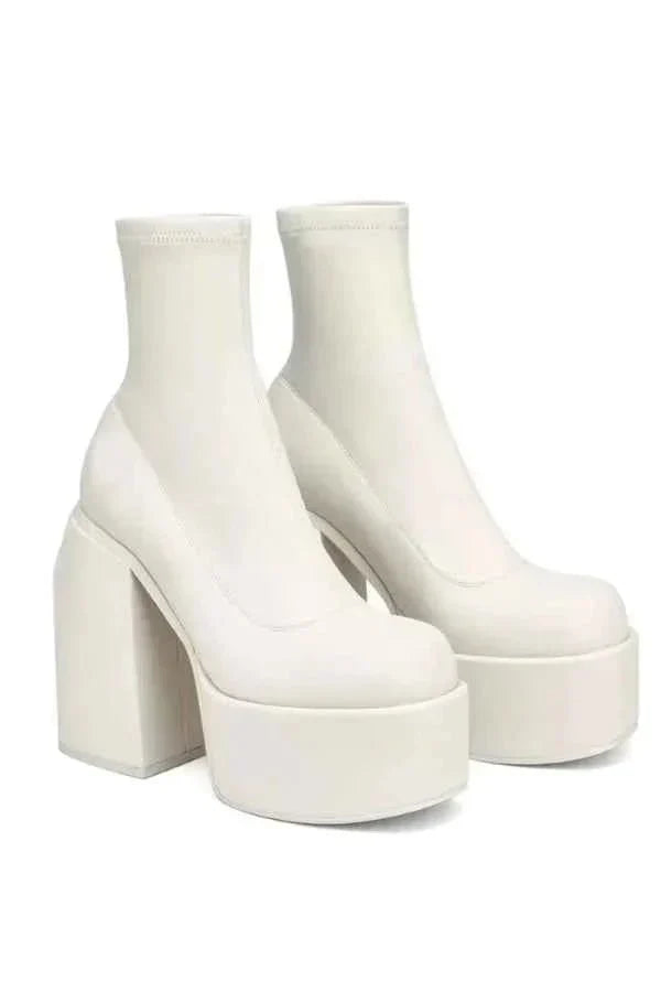 Pace Women's Ankle Boots featuring a stylish chunky block heel and high platform sole, perfect for a trendy and comfortable footwear choice. 2