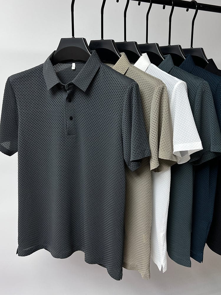 Parker Men’s Polo Shirt with Breathable Mesh Fabric and Button-Up Collar 7
