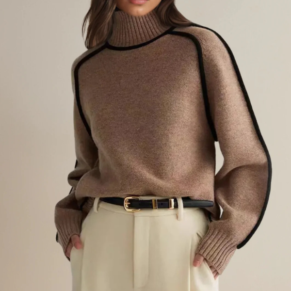 Pauline Women’s Sweater with High Collar and Long Sleeves 1