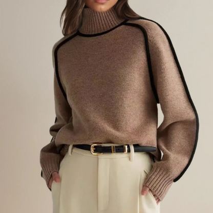 Pauline Women’s Sweater with High Collar and Long Sleeves 1