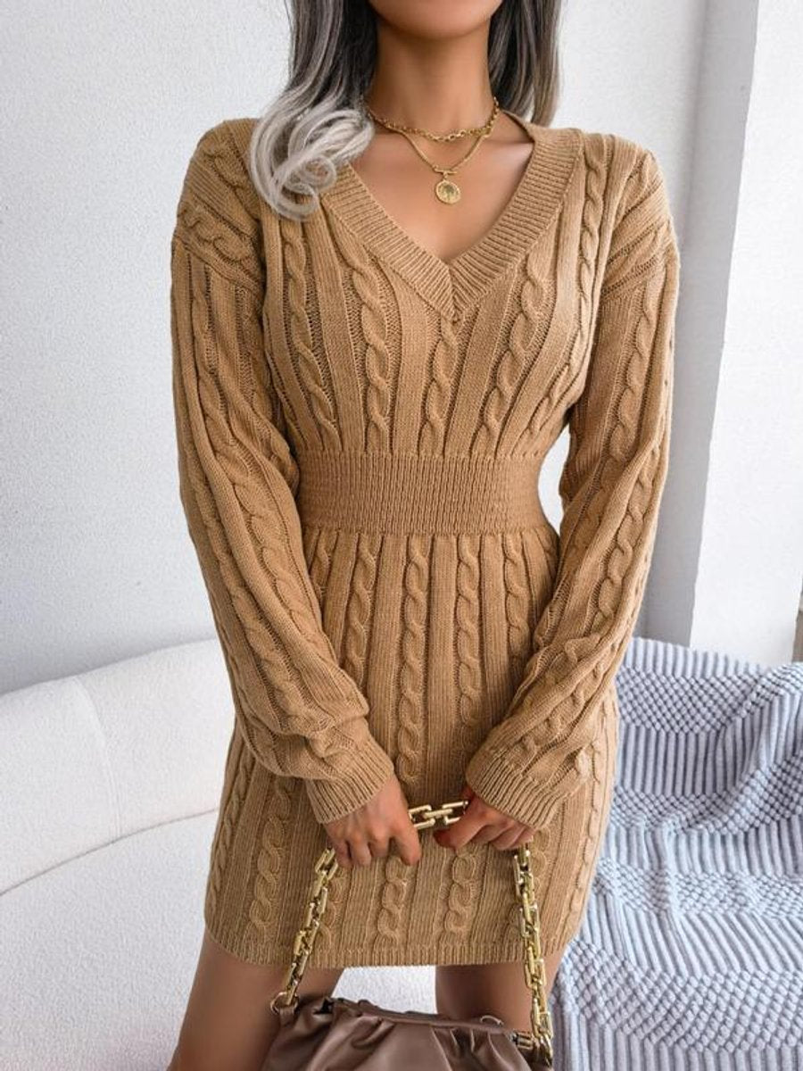 Penelope Women's Cable-Knit V-Neck Sweater Dress | Long Sleeve, Textured Knit 0
