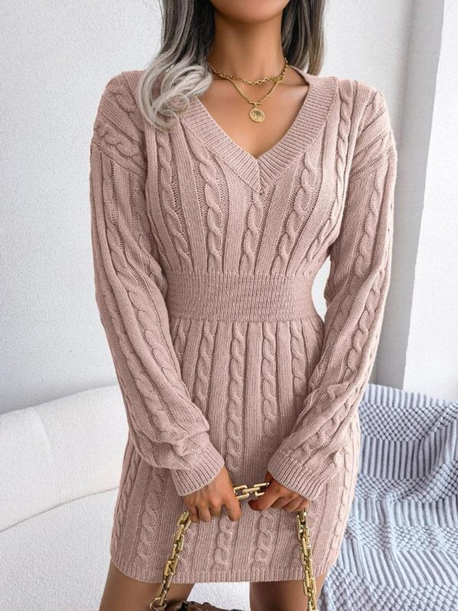 Penelope Women's Cable-Knit V-Neck Sweater Dress | Long Sleeve, Textured Knit 2