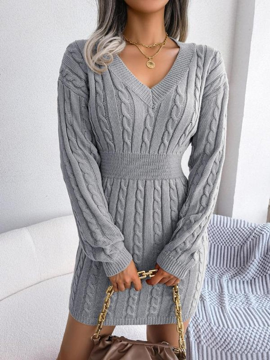Penelope Women's Cable-Knit V-Neck Sweater Dress | Long Sleeve, Textured Knit 5