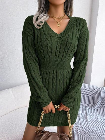 Penelope Women's Cable-Knit V-Neck Sweater Dress | Long Sleeve, Textured Knit 7
