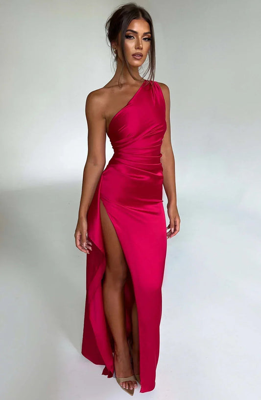 Plea Women’s Cocktail Dress with One-Shoulder Design and Elegant Slit 0