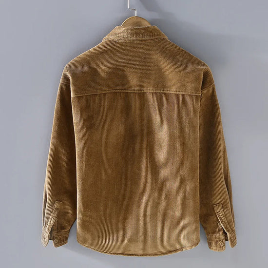 Polo Men's Jacket with Button Placket and Classic Corduroy Texture 4