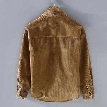 Polo Men's Jacket with Button Placket and Classic Corduroy Texture 4