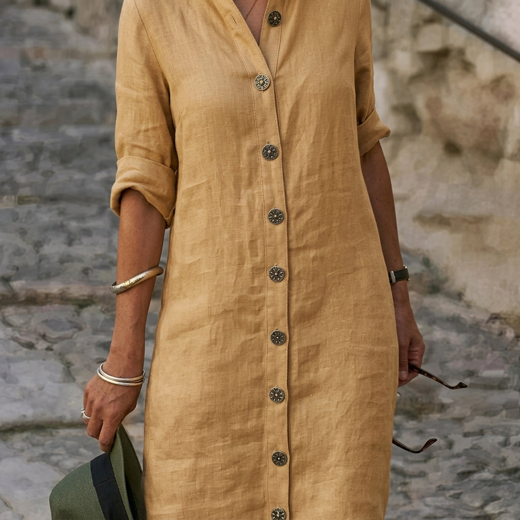 Pura Women’s Midi Dress with Elegant Silhouette and Comfortable Linen Blend 3