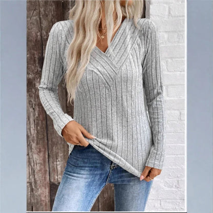 Quinn Women's Sweater | Elegant Sunken Stripe Design 2