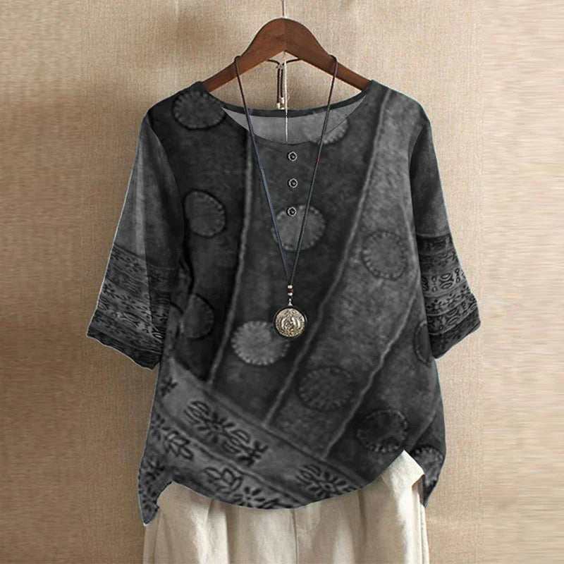 Raina Women’s Blouse with Vintage Floral Pattern and Relaxed Fit 1