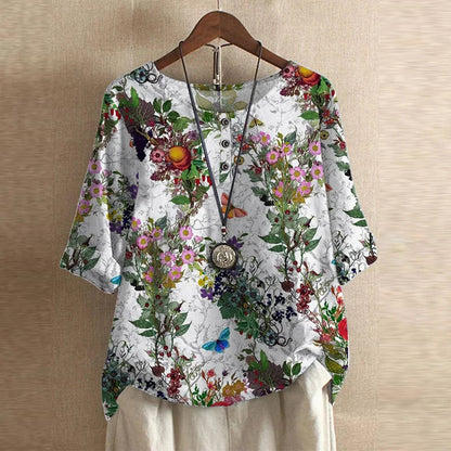 Raina Women’s Blouse with Vintage Floral Pattern and Relaxed Fit 10
