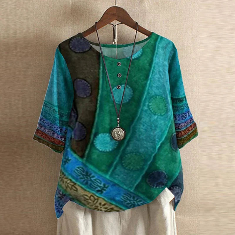 Raina Women’s Blouse with Vintage Floral Pattern and Relaxed Fit 2