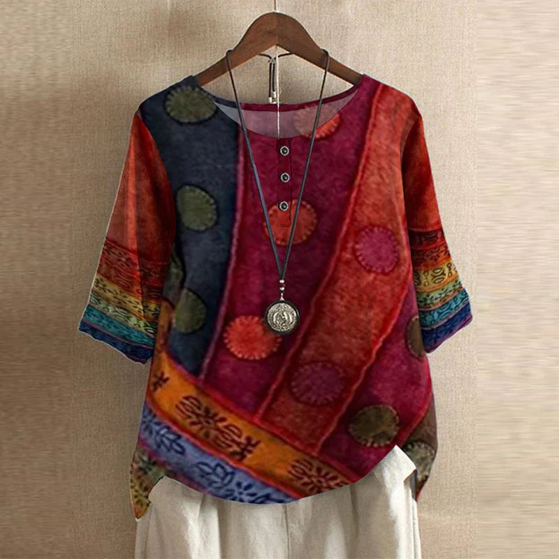 Raina Women’s Blouse with Vintage Floral Pattern and Relaxed Fit 3
